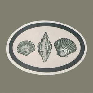 Oval Seashell Sticker in Olive and Cream